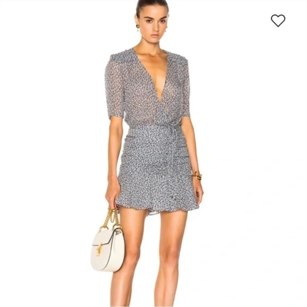Veronica Beard Dakota Blue Silk Ruched mini Dress